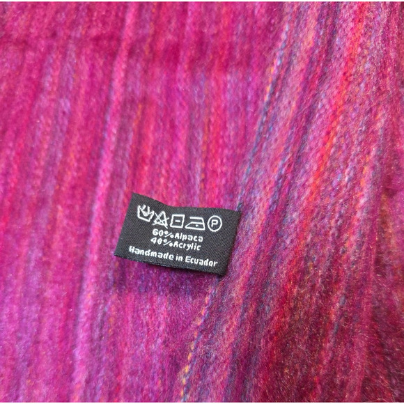 Winterbourne Alpaca Blend Silk Scarf Berry Purple Fringe Cozy Vtg Boho 12x76 - Picture 3 of 7